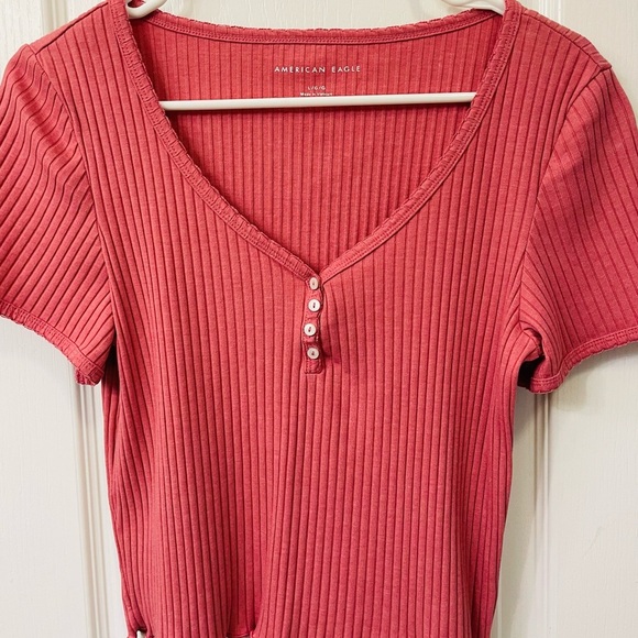 American Eagle Outfitters Ribbed Top in Pink - Picture 1 of 3